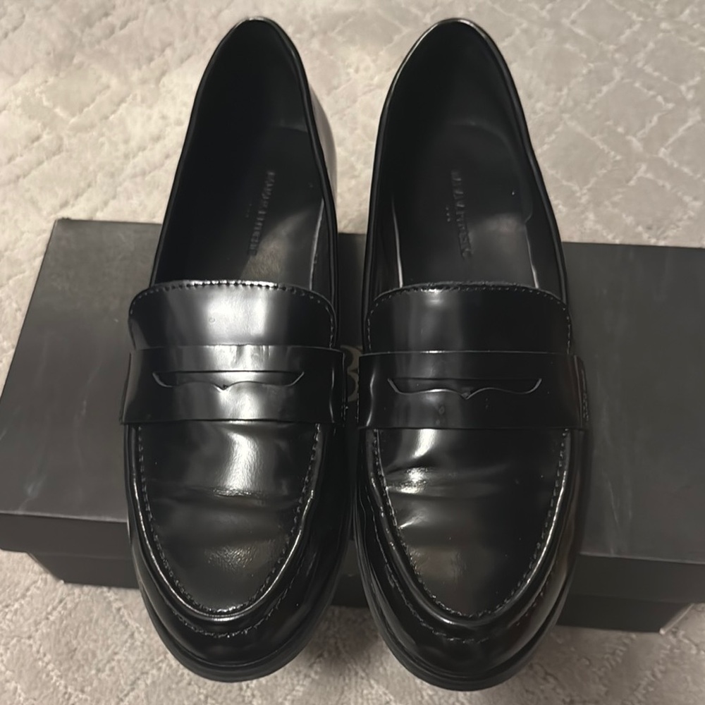 Banana Republic Factory Black Loafers with Smooth Leather and Slip-On Design